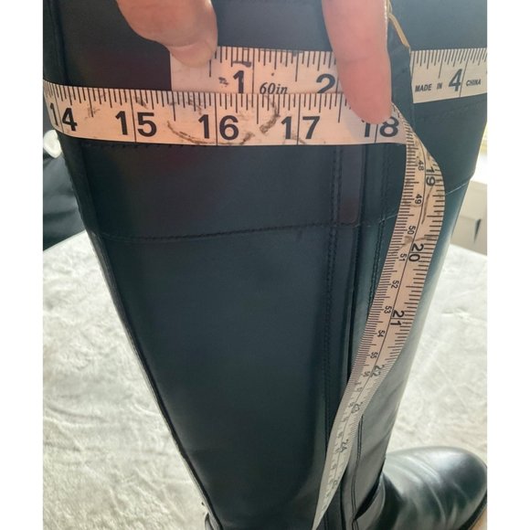 Tory Burch Everly Black Logo Knee High Leather Riding Boots size 7M - Picture 10 of 16